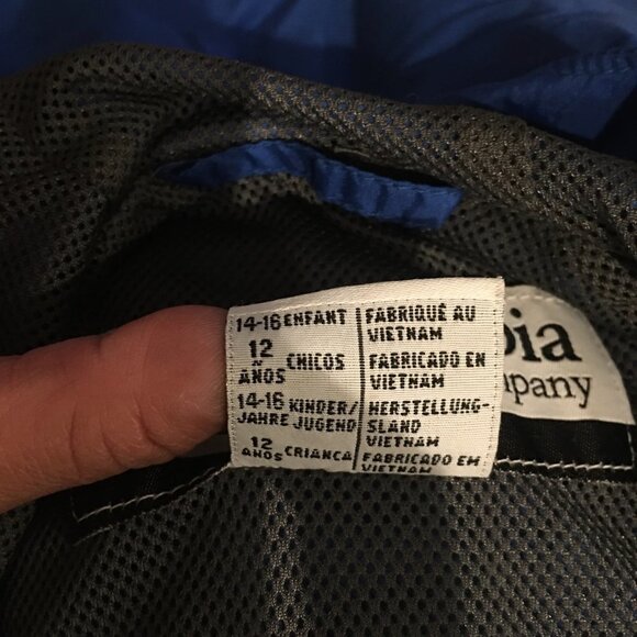 COLUMBIA Blue Black Rain Windbreaker Zip Jacket Unisex Kids Youth 14-16 Women XS - Picture 7 of 10